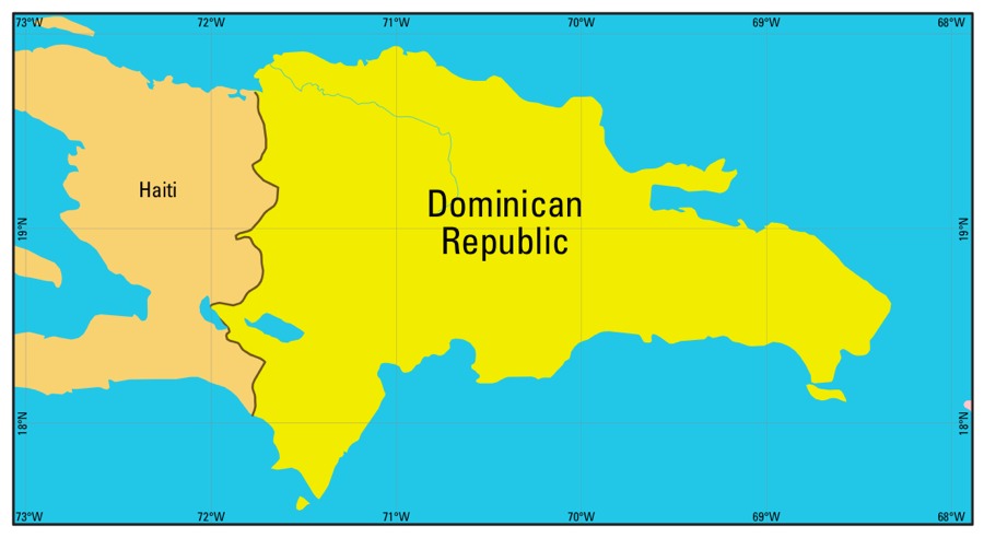 Island Of Haiti And Dominican Republic Map   Hispaniola Island 