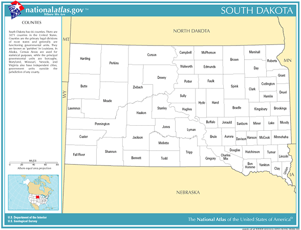 South Dakota County Map With Towns