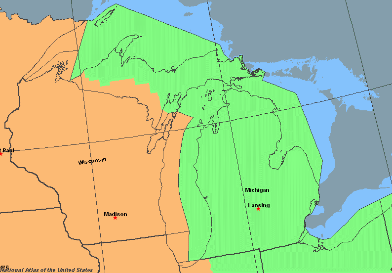 Image result for time zone map michigan